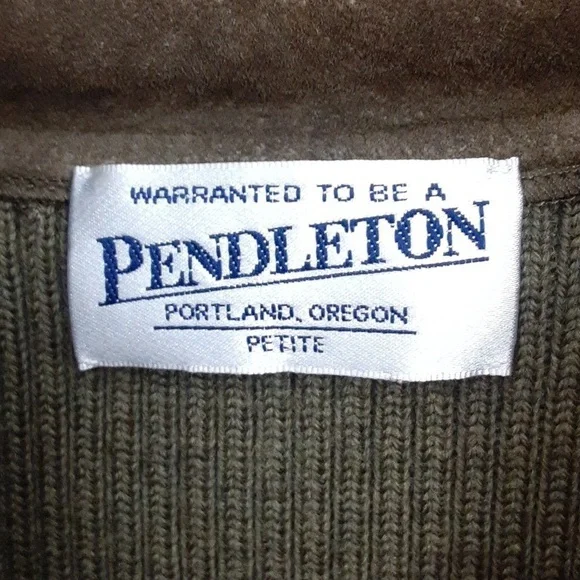 Pendleton Mocha Brown Wool Suede Blend Vintage Petite Sweater Blazer Jacket - Picture 8 of 8